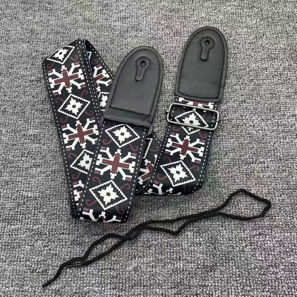 Black checkered pattern guitar strap, highly functional, currently on sale