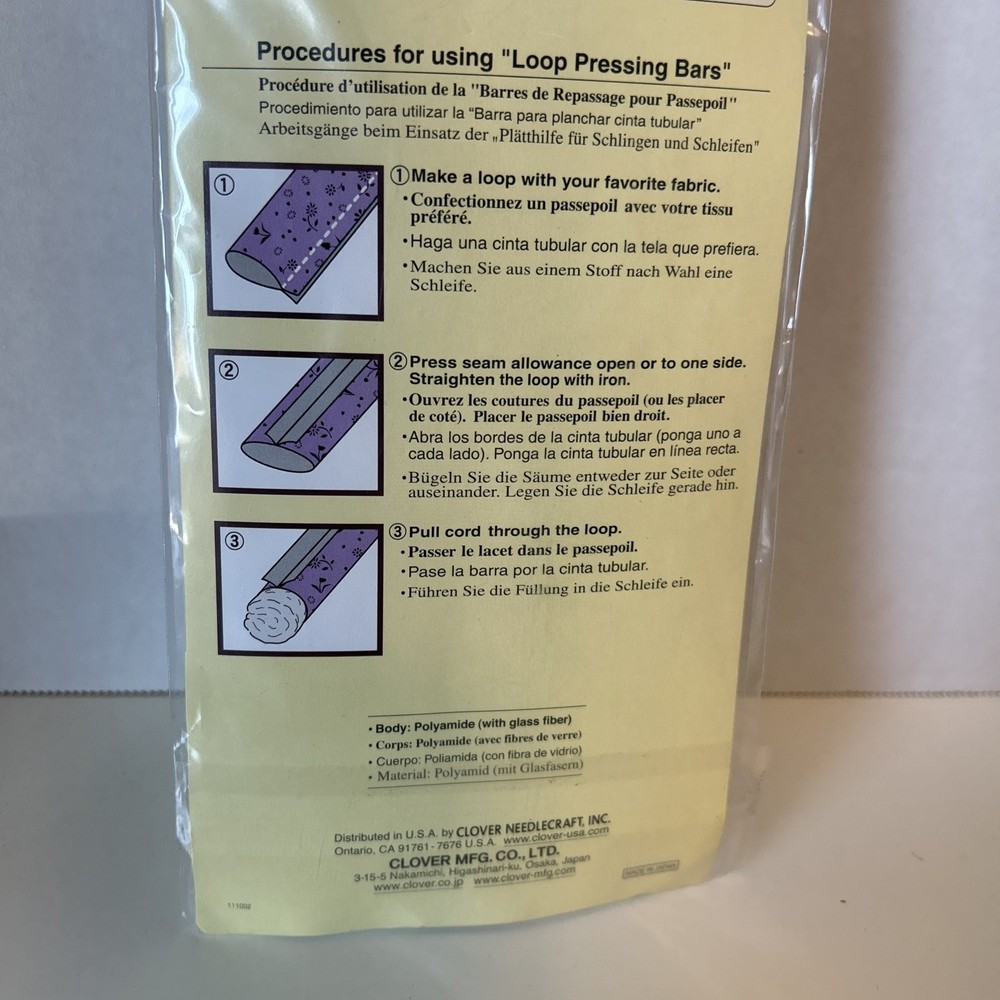 Clover Loop Pressing Bars - #4052, Pack of 5, Quick & Easy Loops w/Iron