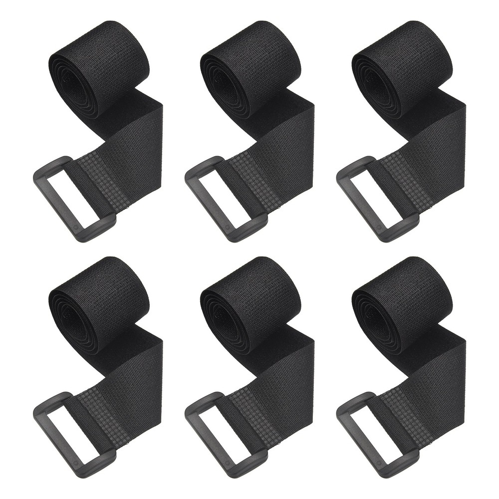 6pcs Reusable Cinch Straps 1.2"x19.7" Hook and Loop Cable Securing Straps, Black