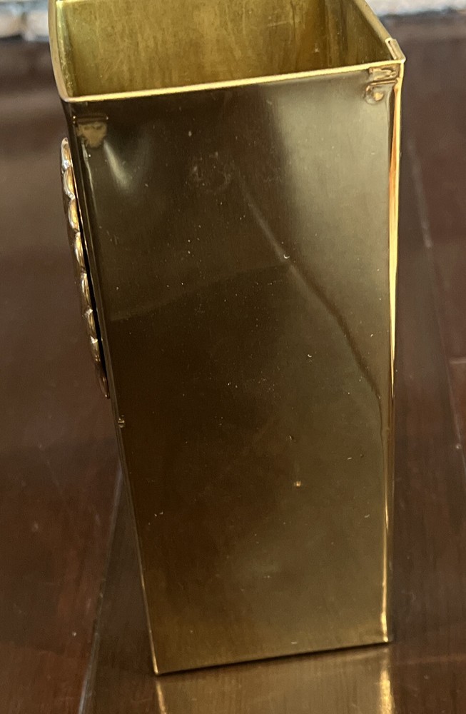 Brass Seashell Match Holder Container Vase