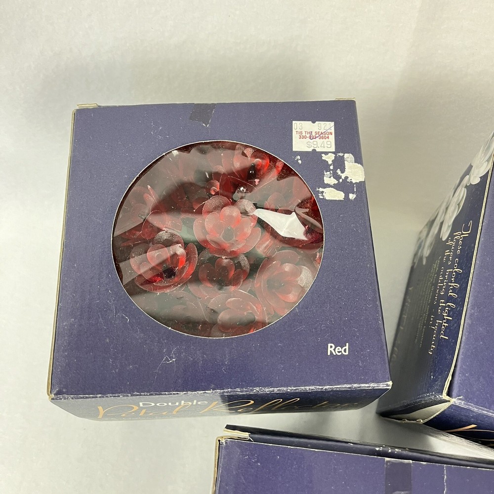 3 Bethlehem Lighting Double Petal Reflector 35 String Light Sets Red Floral