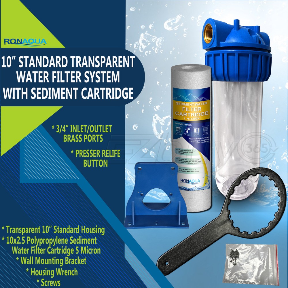 10" Clear Standard Whole House Water Filter System with Sediment Filter