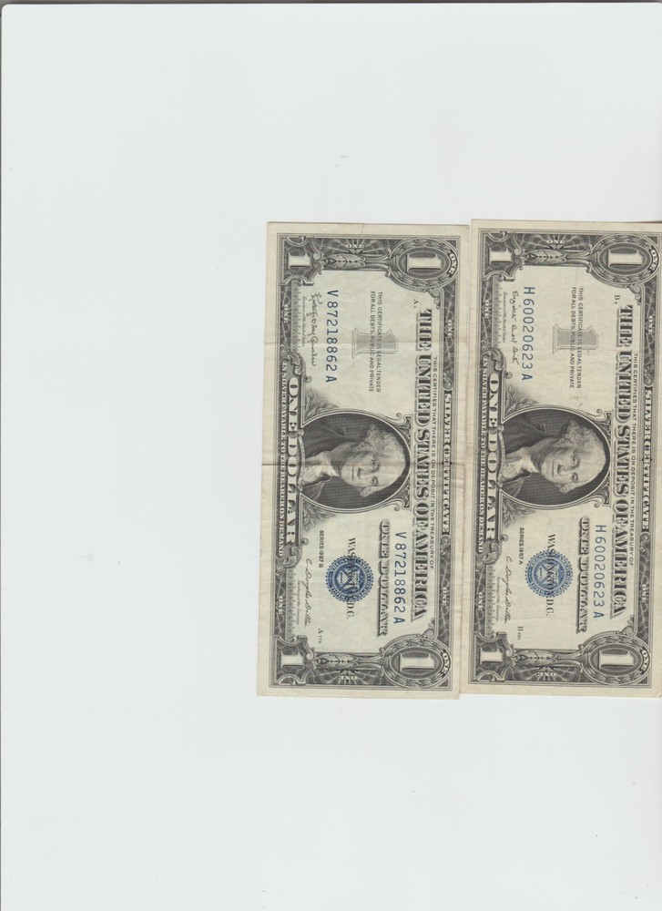 2 1957-A-B Silver Certificates(circulated))