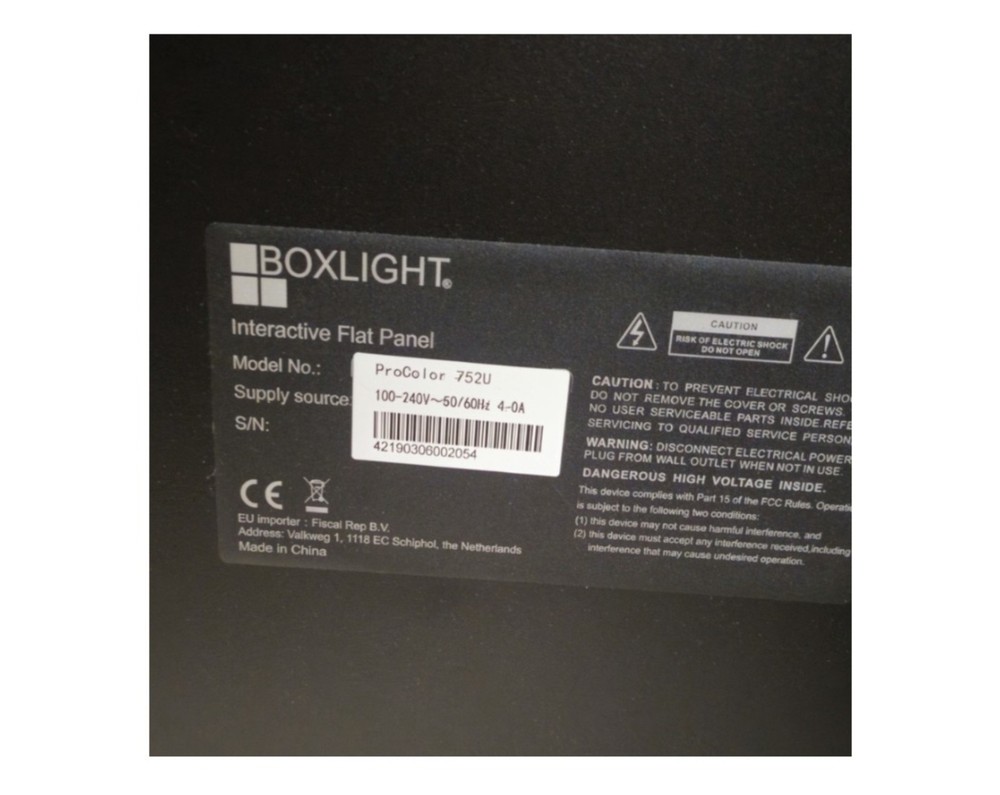 Boxlight ProColor 752U S75BA-GLA210A Touchscreen Interactive Flat Panel Display