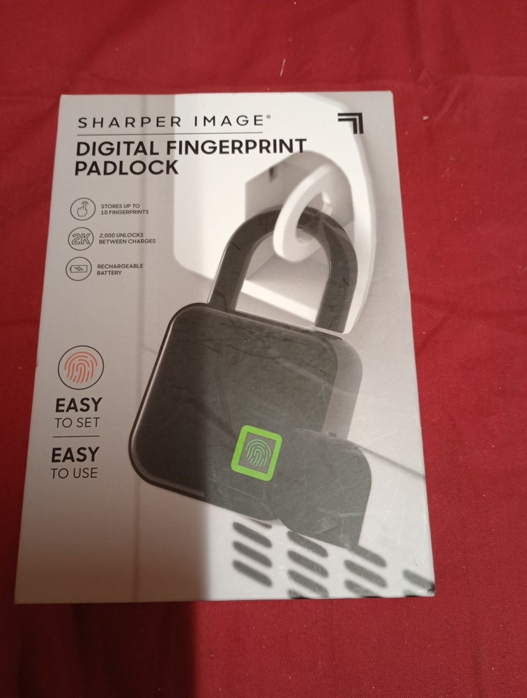 Sharper Image DIGITAL FINGERPRINT PADLOCK, Black.