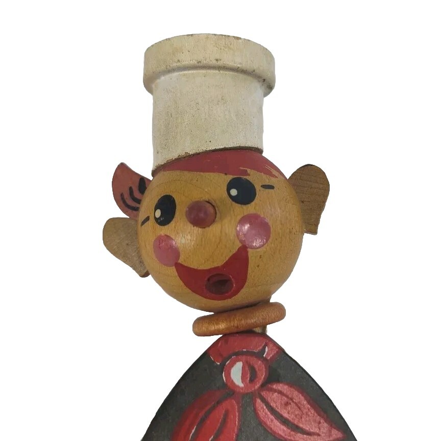 Vintage 1963 Gregor Creations Chef Wooden Pull String Toy