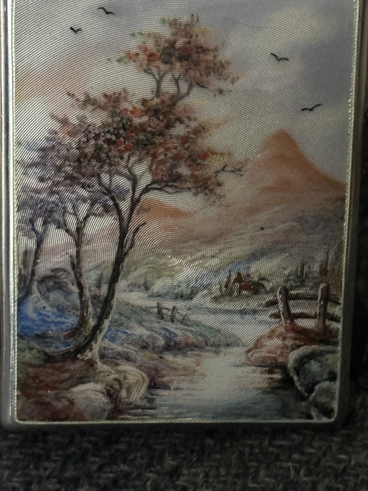 STERLING SILVER HAND PAINTED CIGARETTE CASE 1784-1883