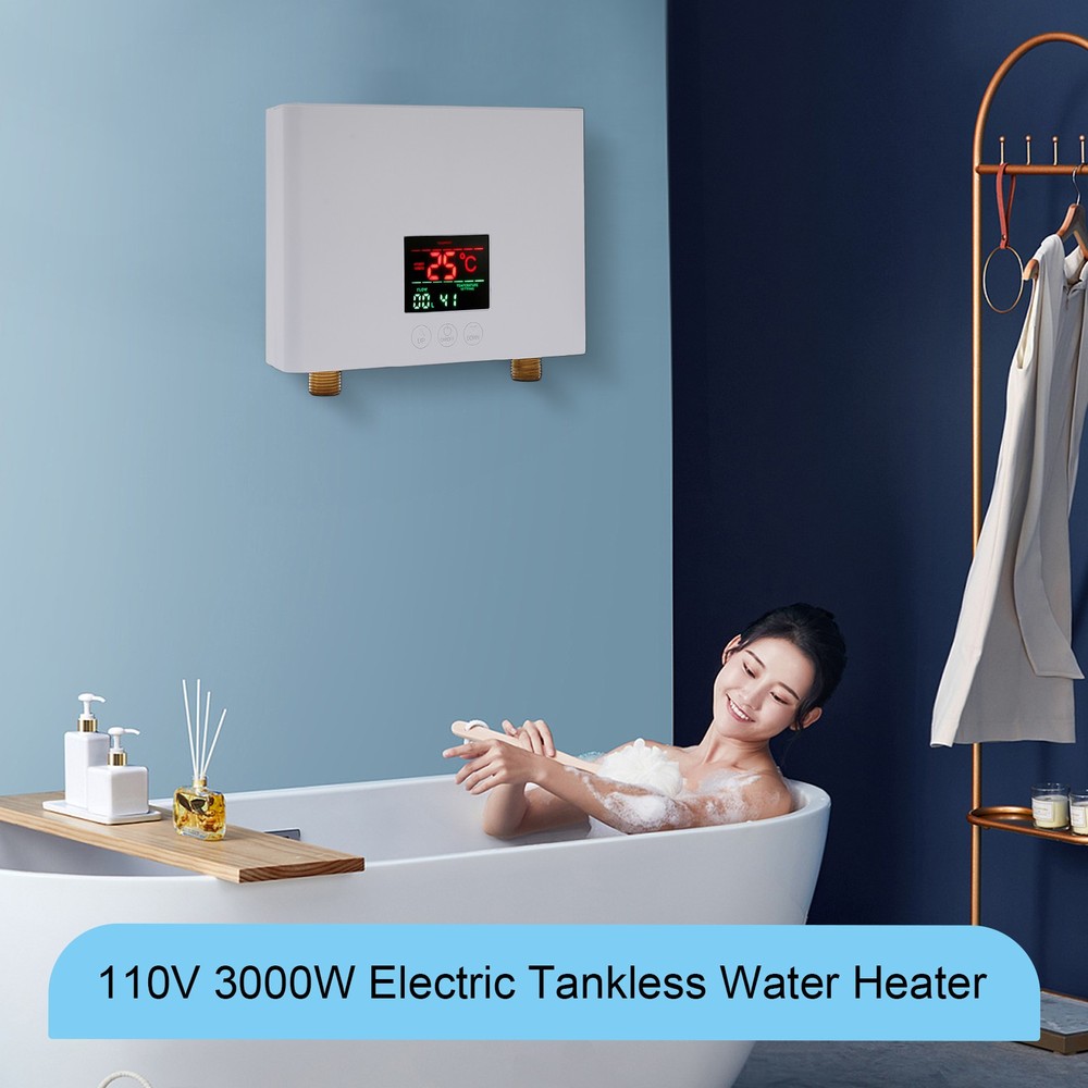 Electric Tankless On Demand House Shower Sink Instant Hot Water Heater 110V 3KW