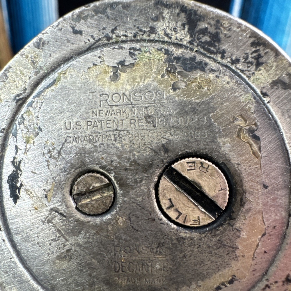 Silver Plate Ronson "DECANTER" Table Lighter Working Condition-VTG