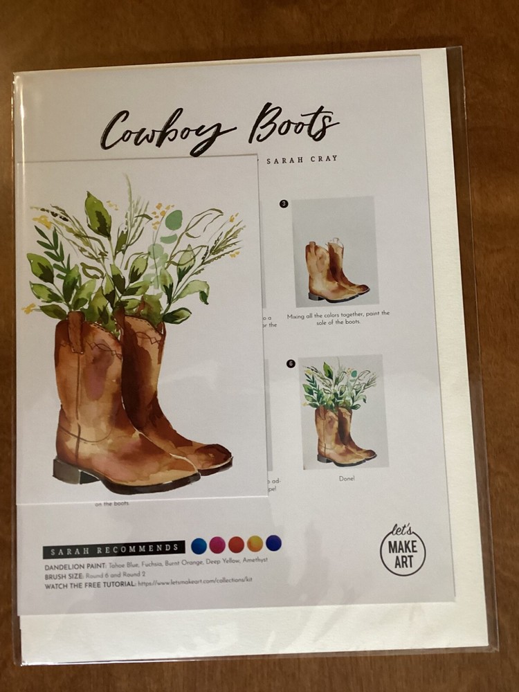 Let’s Make Art - WaterColor - Cowboy Boots-Tutorial By Sarah Cray NIP