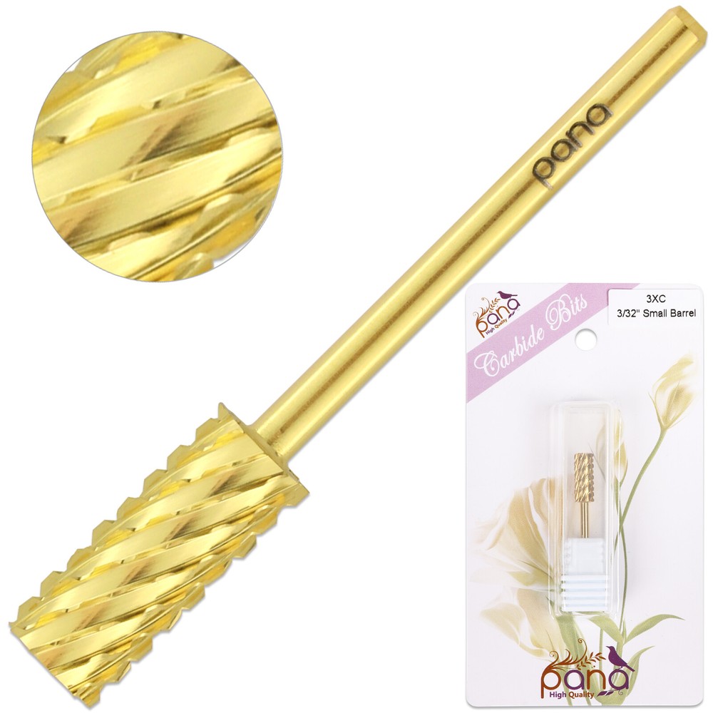 Professional Gold Small Barrel Nail Drill Bit 3X Coarse Grit