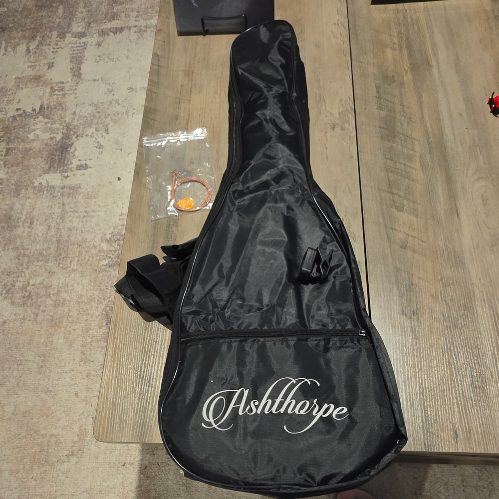 Ashthorpe B21 Classical Guitar Black 6-String w/ Gig Bag, Strap, Picks