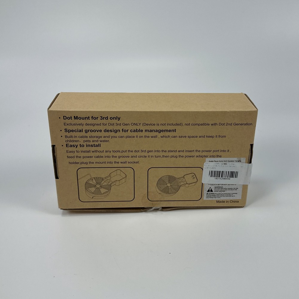 Echo Dot Genie [Square Plug ONLY 2018-2021: Dot 3rd Gen Wall Mount