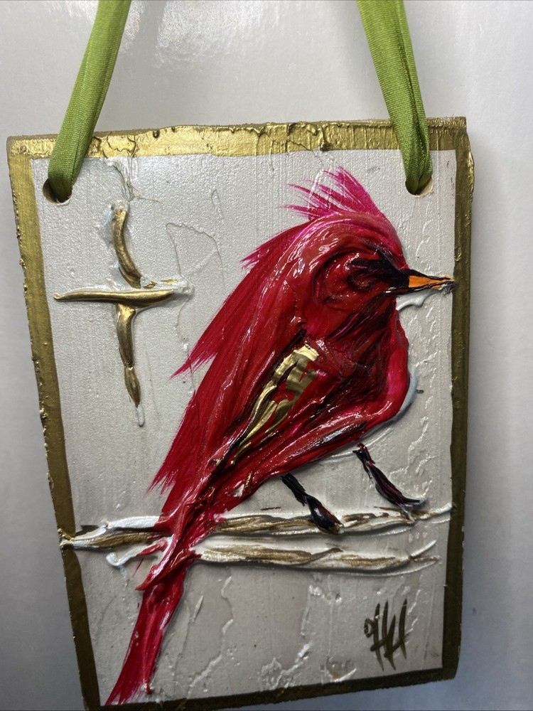 Cardinal Hand Painted Wall Hanging Artist Signed Debra Hewitt