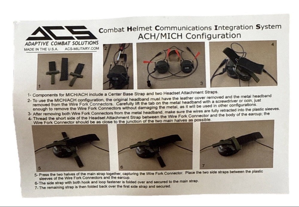 Adaptive Combat Solutions Combat Helmet Communications Integration System MICH
