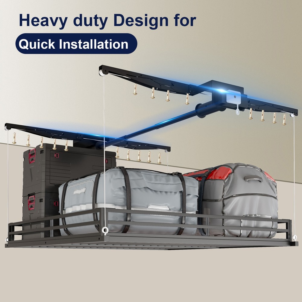 TCESPACE Heavy-Duty 4x4 FT Overhead Garage Ceiling Storage Rack (Openwork Style)