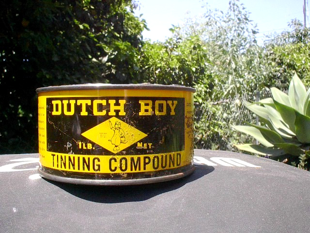 ANTIQUE DUTCH BOY TINNING COMPOUND EMPTY TIN CAN.