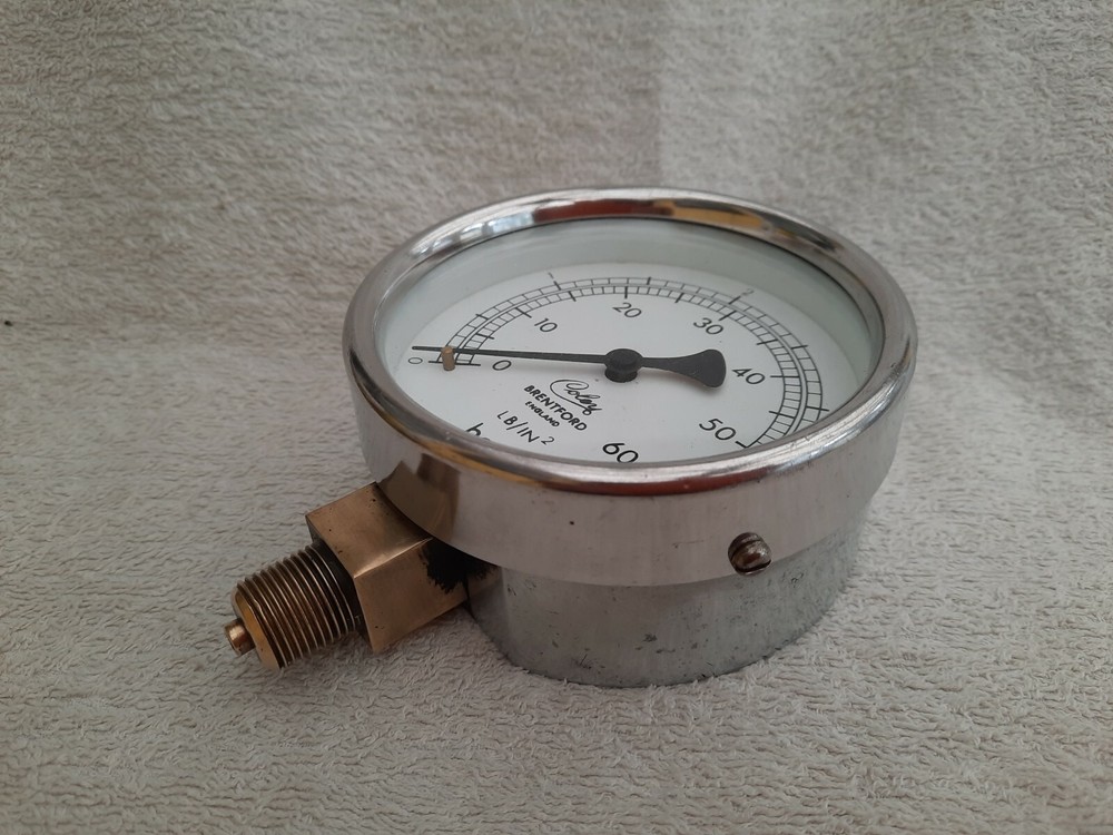 Old Chrome Plated Pressure Gauge