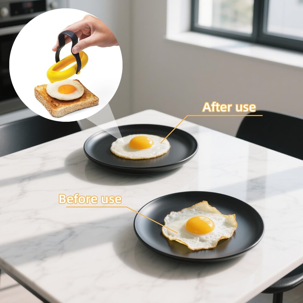 Silicone Egg Rings for Cooking – 4 Pack Nonstick Egg Molds for Fried Eggs Pan...
