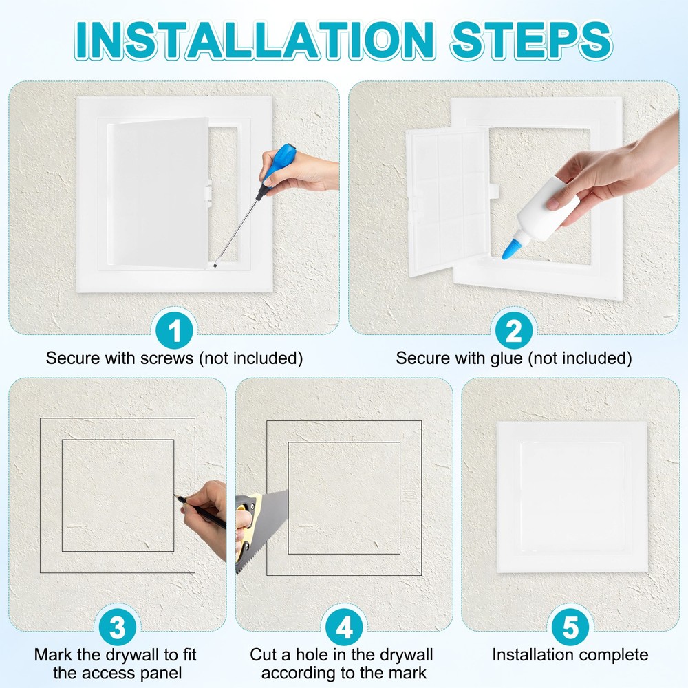 1-Pack Access Panel for Drywall, 4.9x5" Plastic Wall Hole Cover [White]