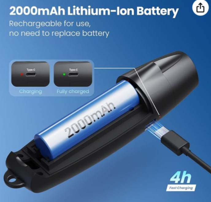 Electronic Whistle, 3 Different Tones and 3Loudnesses, With Light, USB Recharge