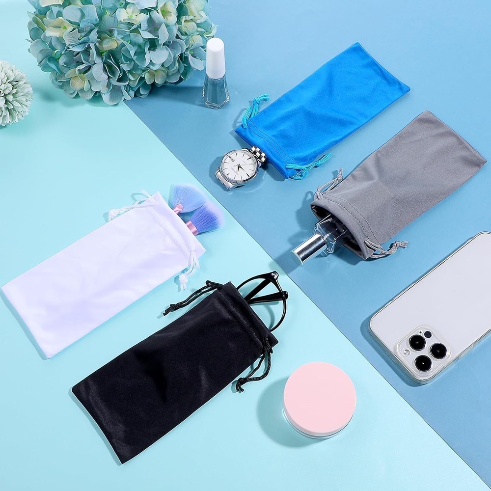 Durable Eyewear Pouch Set - Secure Drawstring Closure - Assorted Colors