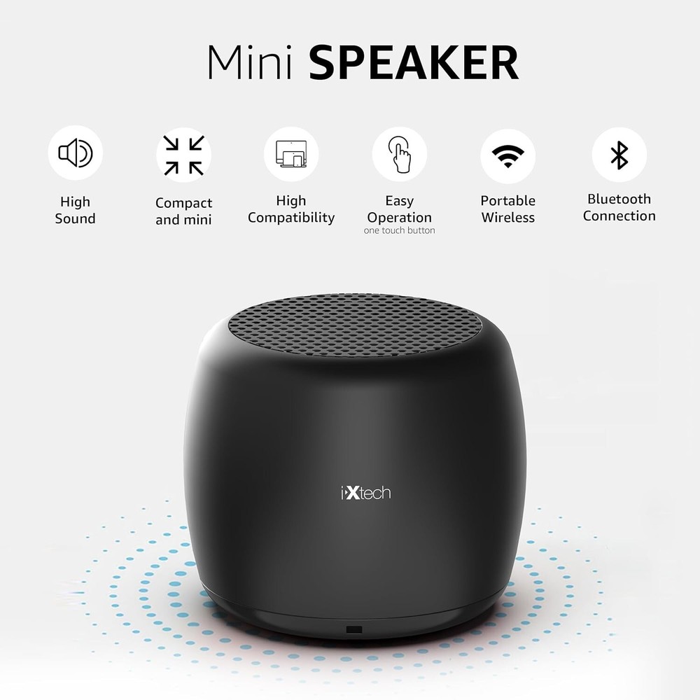IXTECH – Portable Bluetooth Speaker with Remote Shutter and Built-in Microphone,