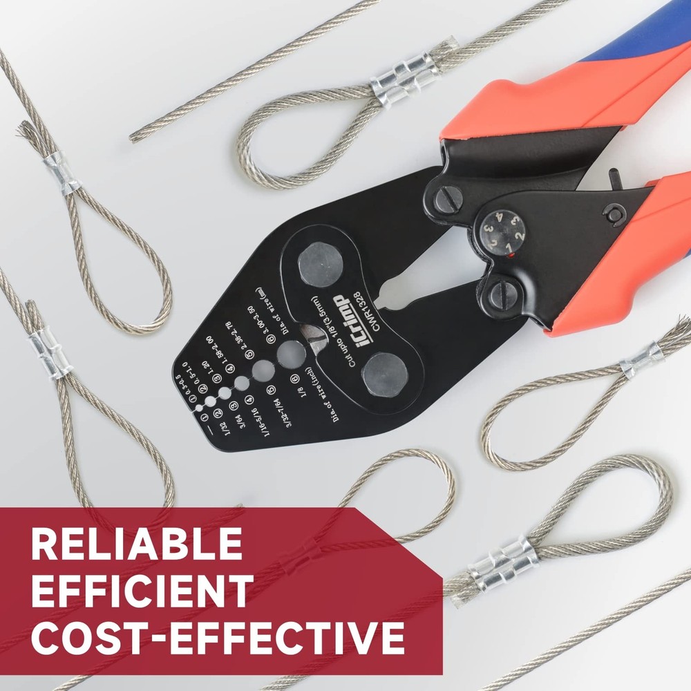 Wire Rope Crimping Tool with built-in Cutter for Cable Railing