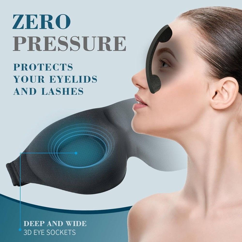 ZGGCD Sleep Mask for Side Sleeper, Light Blocking Sleeping Eye Black