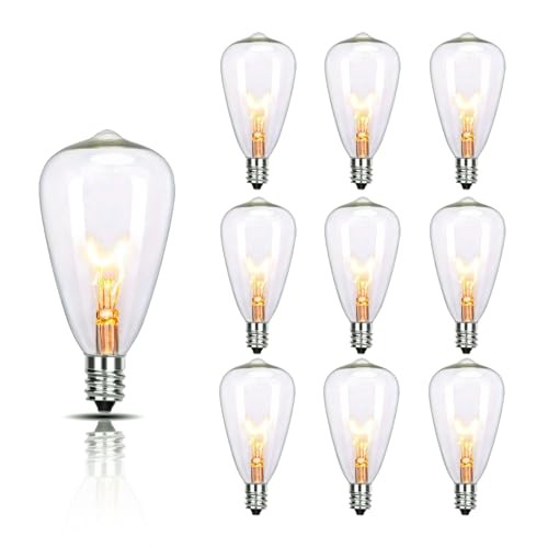 10-Pack Edison Replacement Light Bulbs, 7-Watt E12/C7 ST38 10Pk Clear