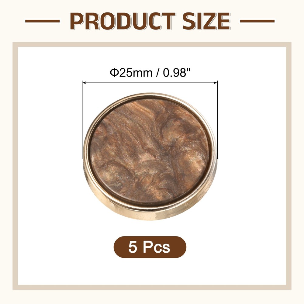 5Pcs Round Button, 25mm/1" Resin Decorative Pattern Button, Dark Coffee