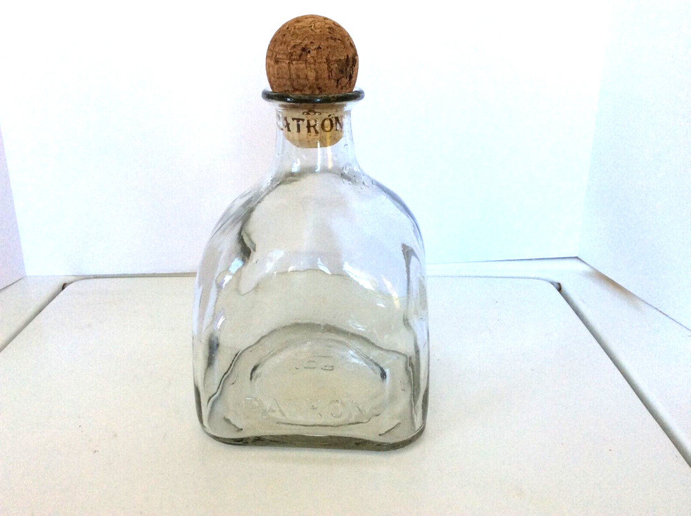 Empty Patron Silver Tequila Bottle with Cork 1.75 L  Label Removed