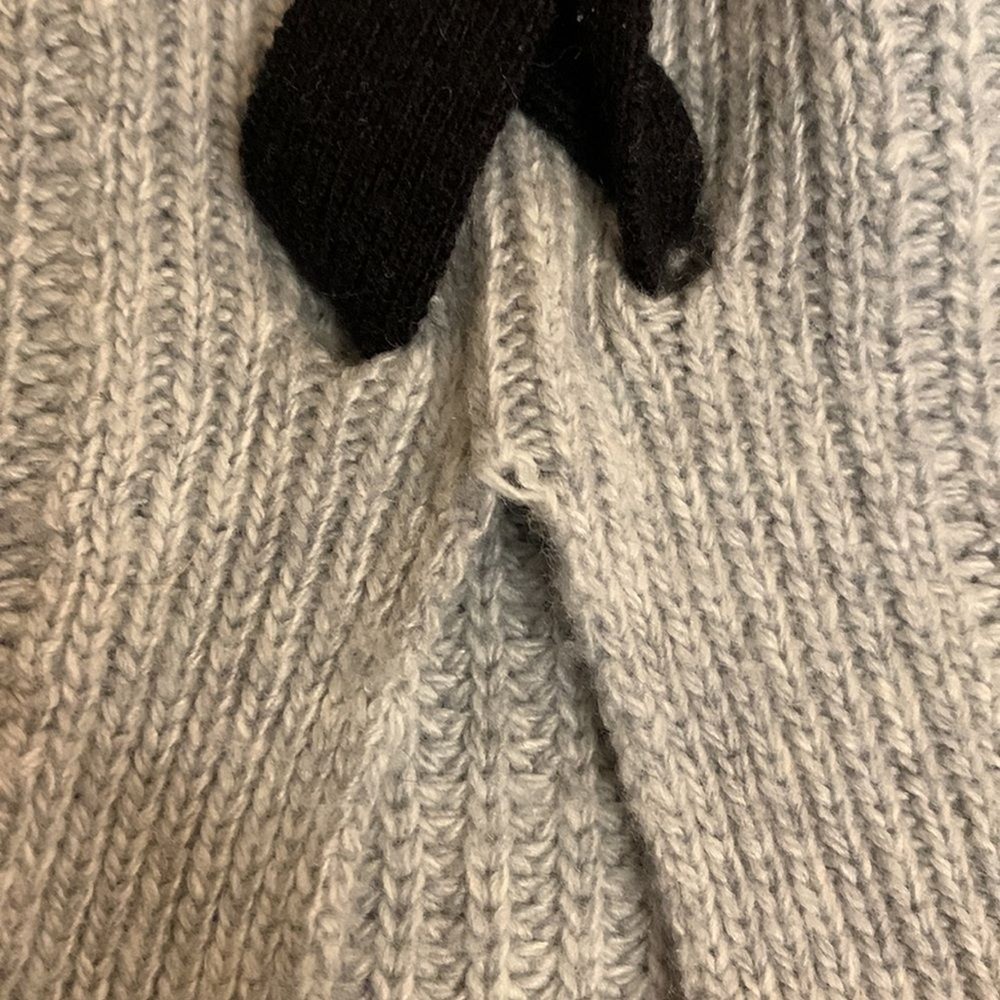 Halogen Wool Blend Pullover Gray Sweater Black Lace Up Size Small Petite