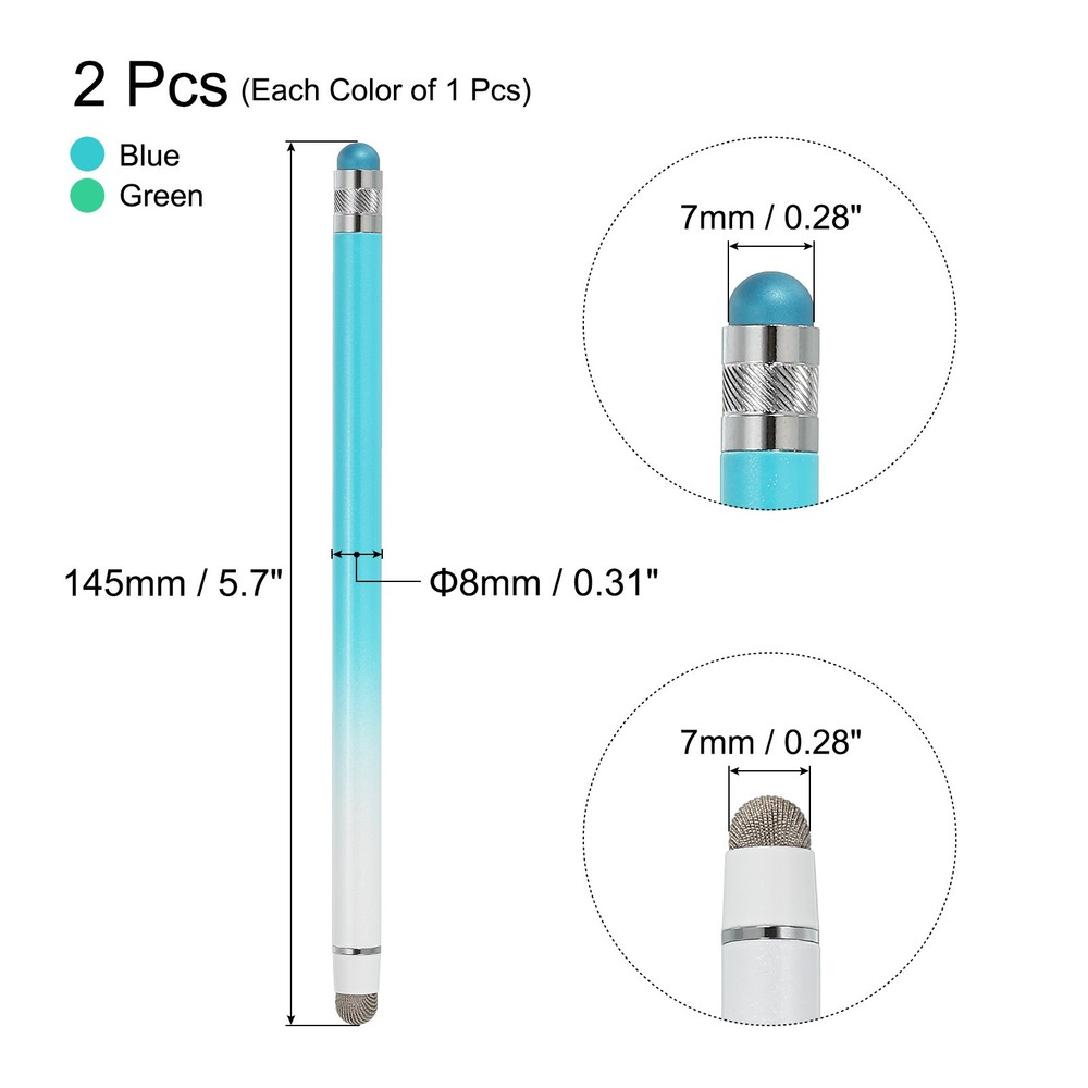 2pcs Stylus Pens for Touch Screens Capacitive Stylus Gradient Blue Green