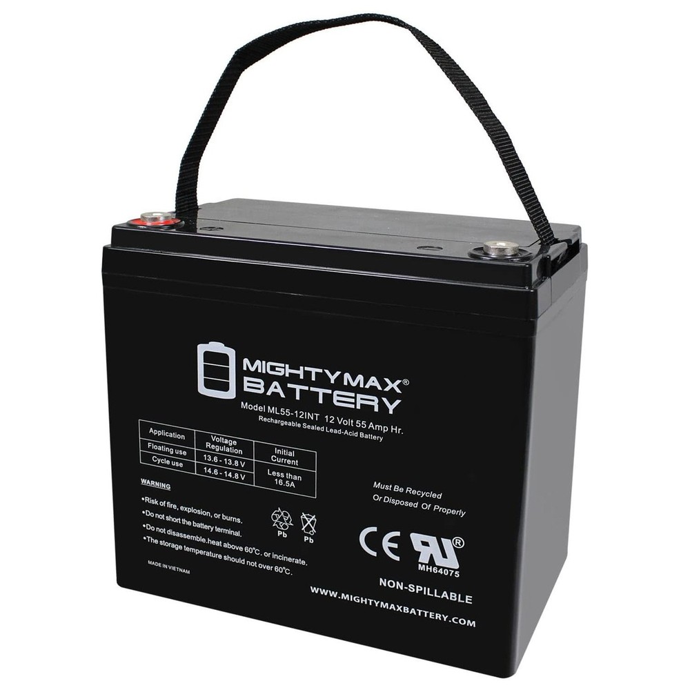Mighty Max (Group 22NF) 12V 55AH SLA Battery INTERNAL THREAD TERMINAL