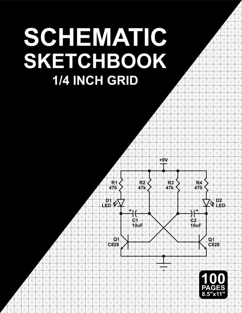 Schematic Sketchbook: 1/4 Inch Seamless Grid For Electronic Engineers, Students,