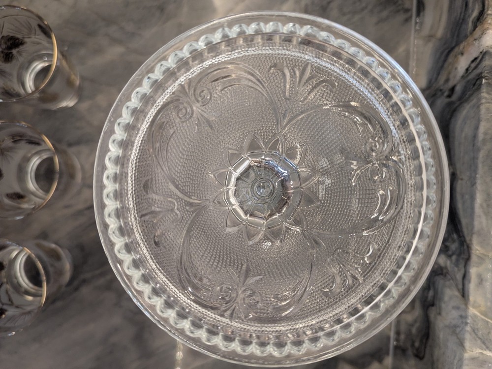 Antique EAPG Pressed Glass Candlestick – Heavy 3-Part Mold, Deep Floral Pattern