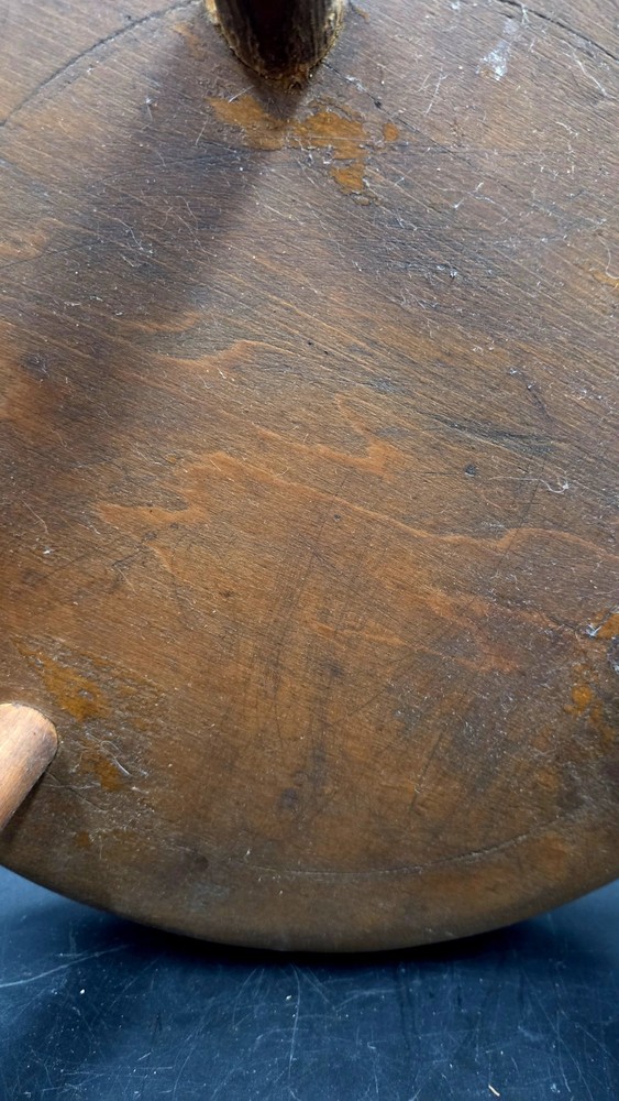Primitive Milking Stool 3 Leg Dowled Handtooled Hardwood