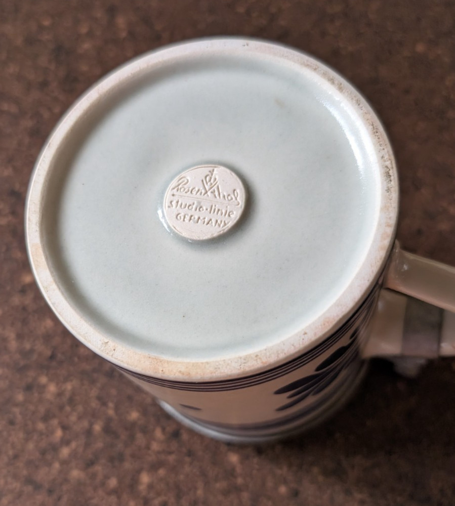 Rosenthal Studio Line Pottery Stein with Pewter Lid