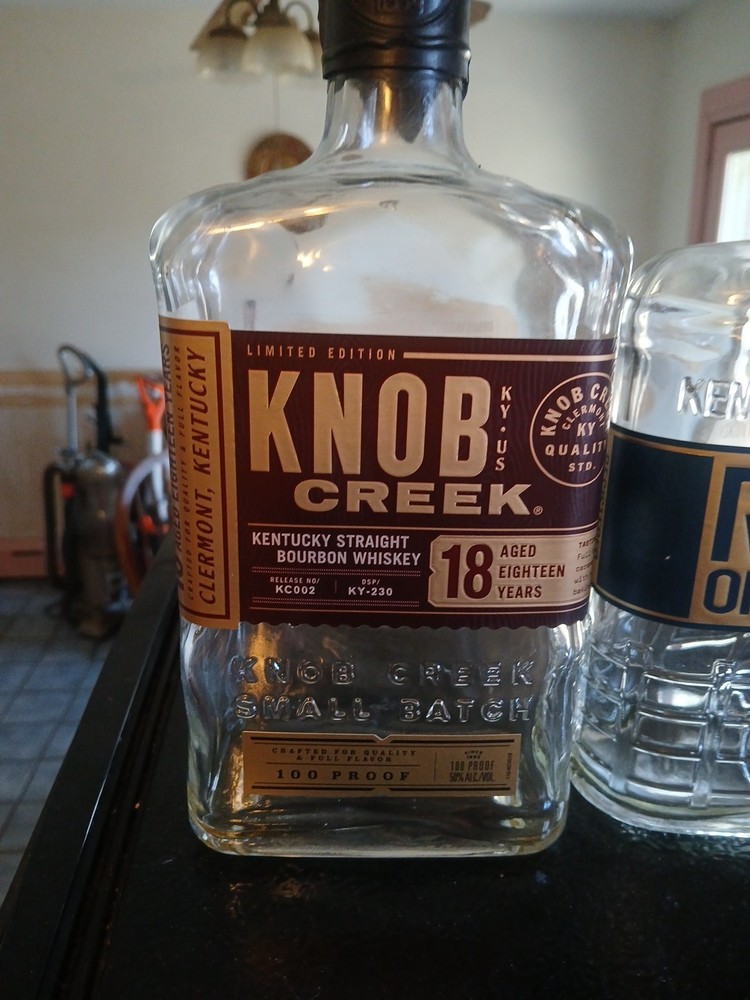 Knob Creek & RD One Empy Bourbon Bottles - Empty - 750 ml