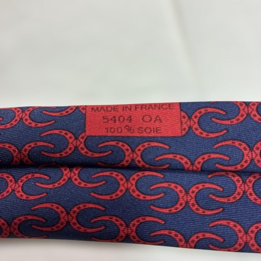 HERMES Tie Red Navy