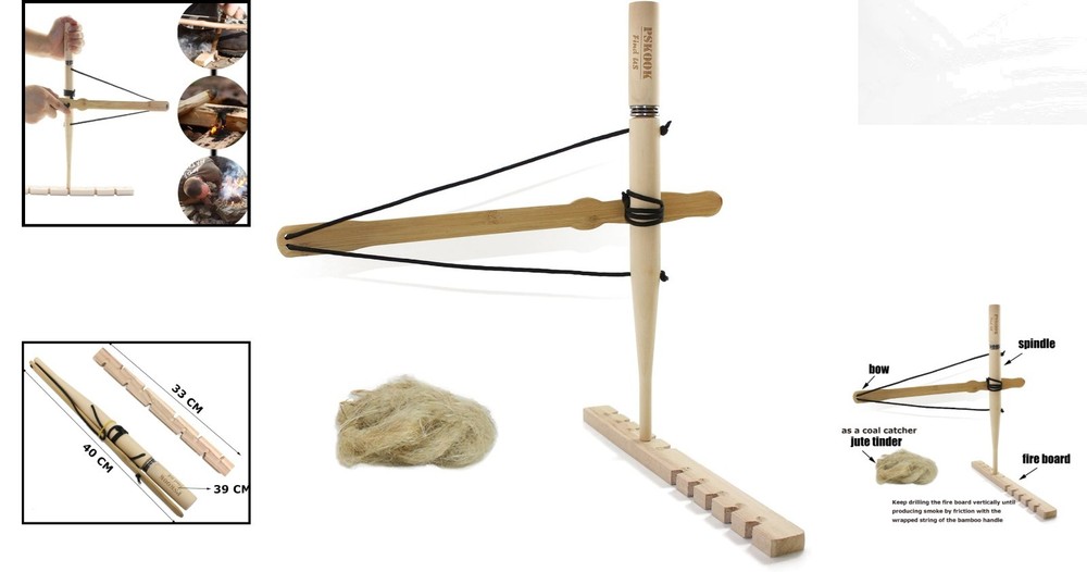 Bow Drill Fire Starter Kit: Bamboo Tool for Wilderness Survival Training
