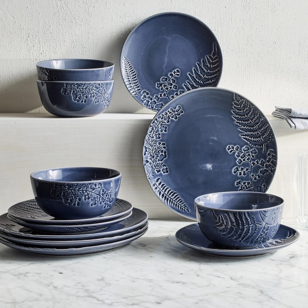 Ellie Blue Stoneware 12 Piece Dinnerware Se
