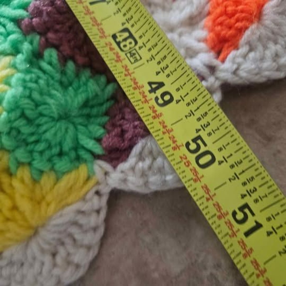 Afghan Bright Multi-Colored Crochet Throw 48" X 50"