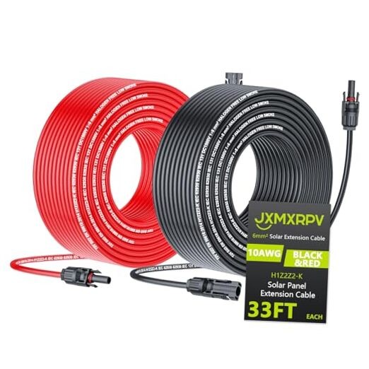 Solar Cable Extension 33Ft 10AWG, Solar Wire with Tool-Free Solar 33FT
