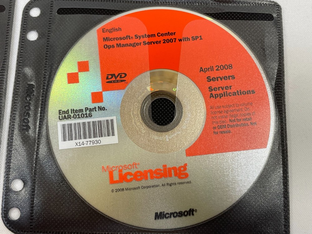 Microsoft System Center Ops Manager Server 2007 SP1 and SQL 2005 DVD Windows PC