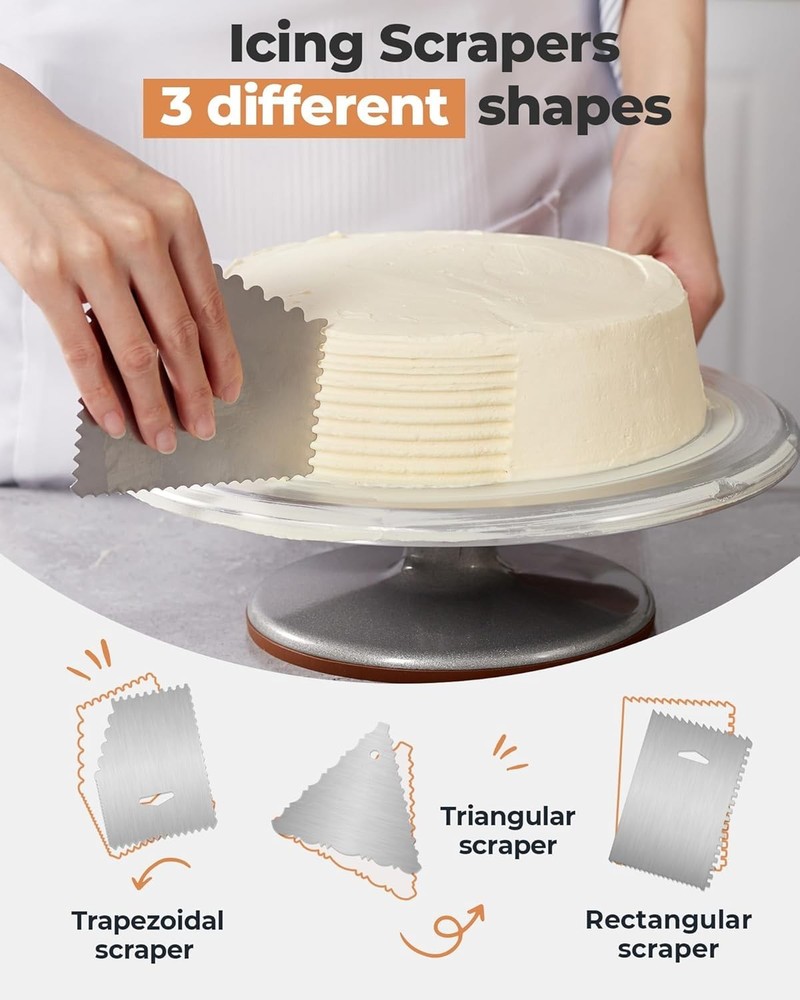 Cake Decorating Kit with Offset Spatula & Icing Smoother