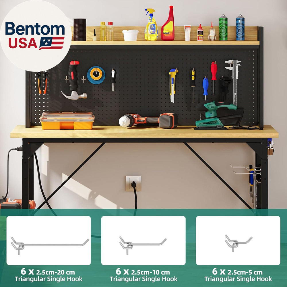 Adjustable Workbench 60 Inch Rolling Garage Table