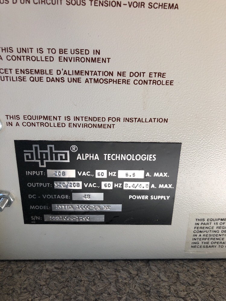 Alpha Technologies 1000FR NT Power Source