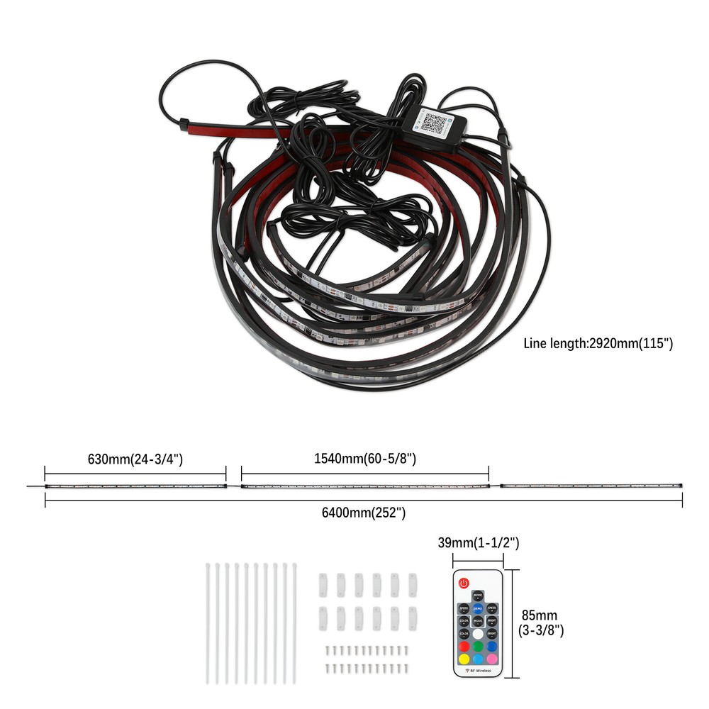 RGB Chasing Underglow Light Strip Kit APP Control For Dodge RAM 1500 2500 3500